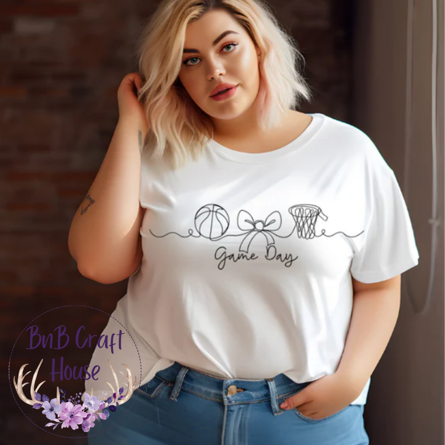 Basketball Game Day Ball and Bow | T-shirt