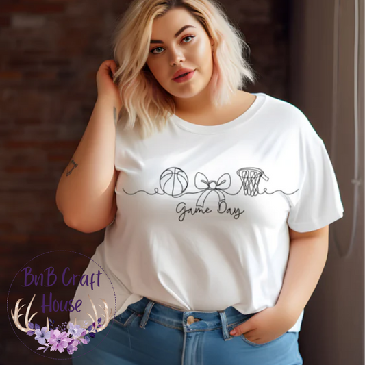 Basketball Game Day Ball and Bow | T-shirt