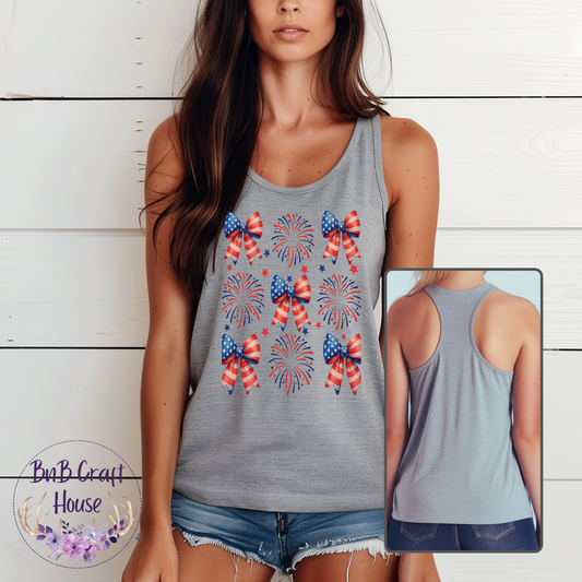 Patriotic Bow & Fireworks