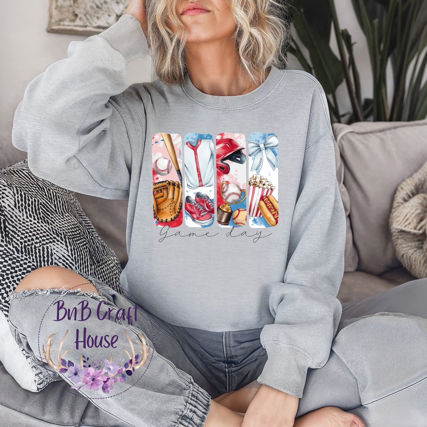 Baseball Game Day Panels | Sweatshirt