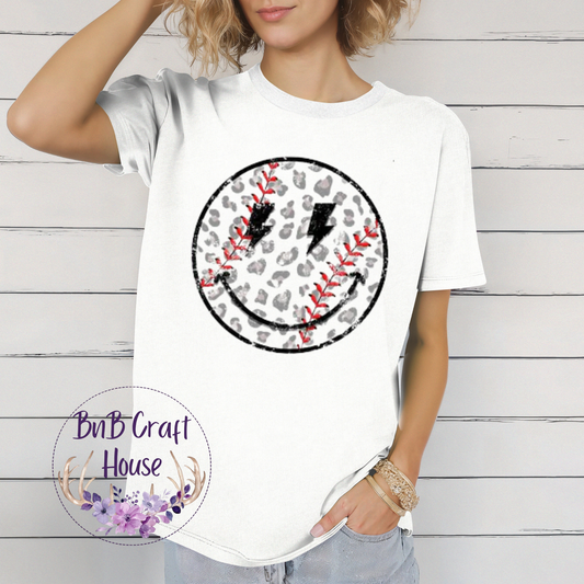 Baseball Smiley Leopard | T-shirt