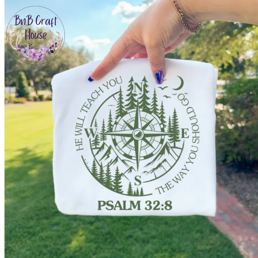 Psalm 32:8 Compass Tee – “He Will Teach You the Way You Should Go”