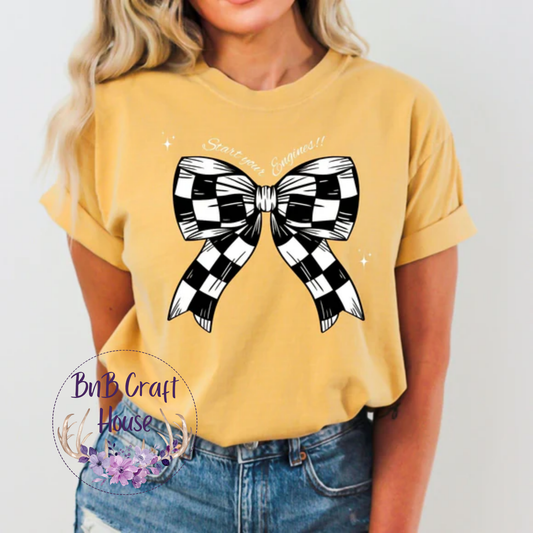 Racing Start Your Engines Bow| T-shirt