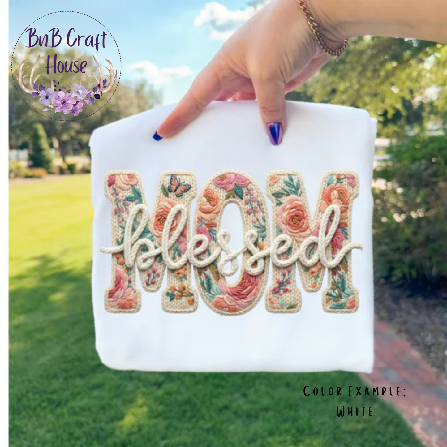Blessed Mom Knit Floral