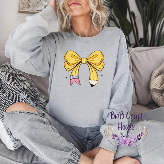 Teacher Pencil Bow | Sweatshirt