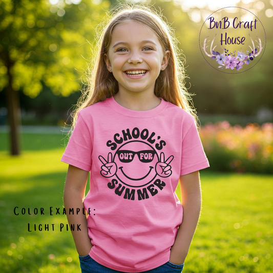 School’s Out for Summer Smiley | Youth | Light Pink
