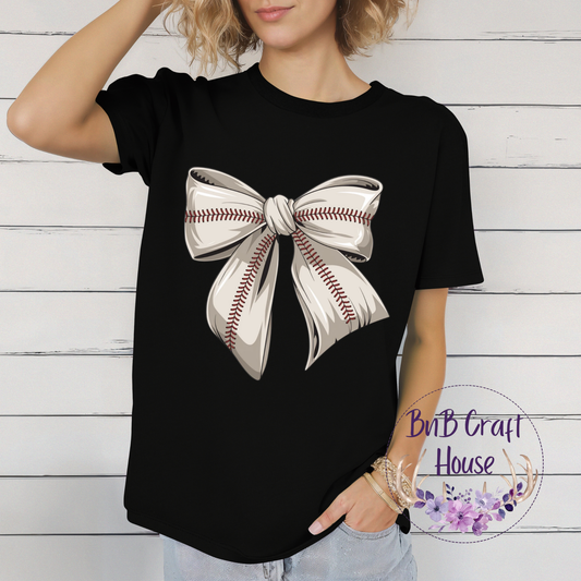 Baseball Bow (White) | T-shirt